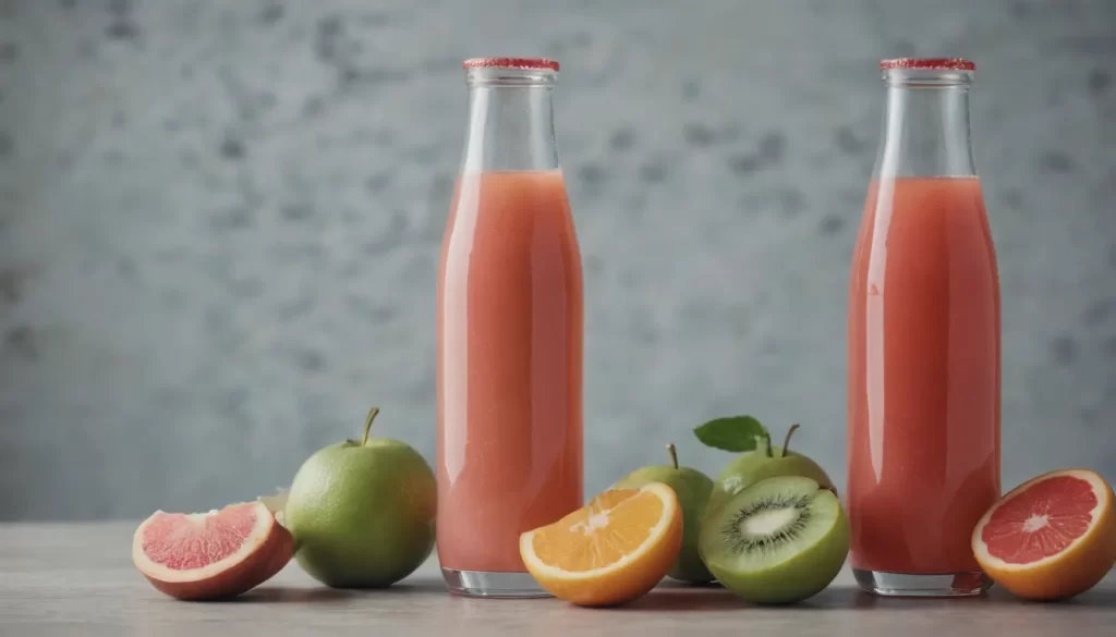 bebida de agua mineral y zumo de frutas