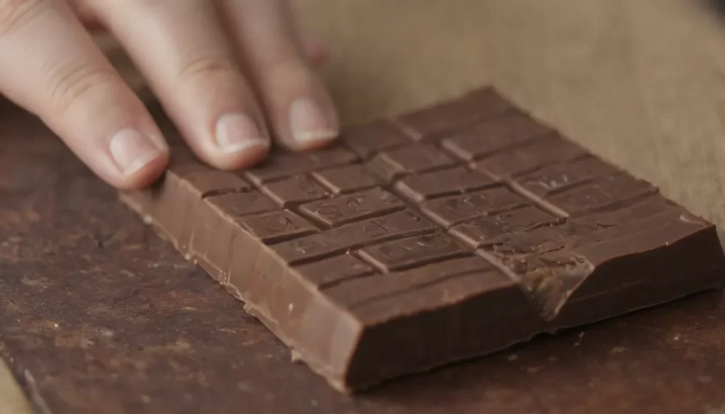 Primer plano muy detallado de una barra de chocolate orgánico
