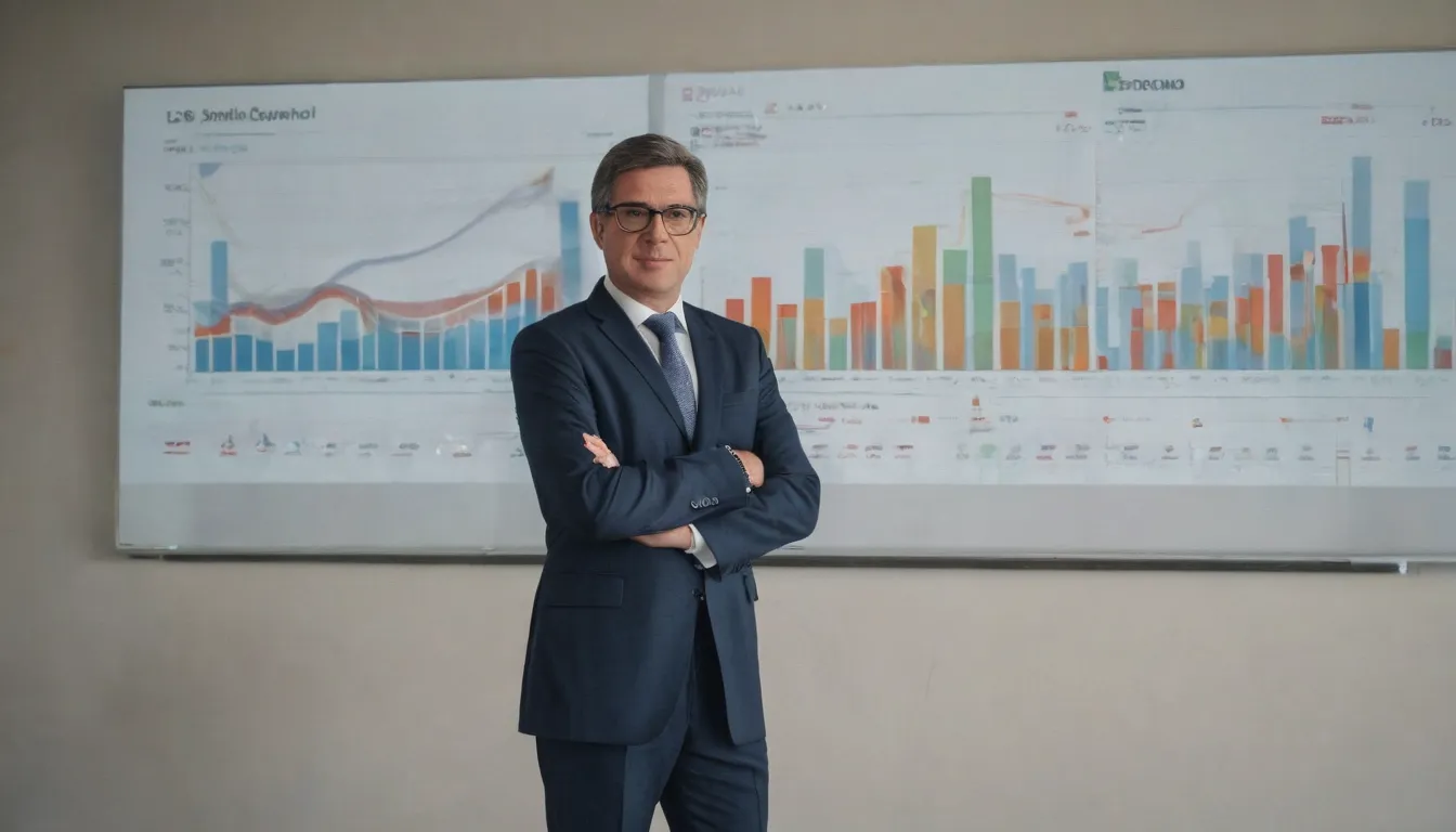 Una imagen para El impacto economico en eventos corporativos de descubrimiento cuant o puede ganar un coordinador de eventos en Espana (El impacto económico de los eventos corporativos, descubrir cuánto puede ganar un organizador de eventos corporativos en España) puede incluir una escena de un hombre de negocios con carpetas, al lado de un gráfico de análisis costo/beneficio en la pared. También debe estar presente un gráfico de tendencia y cifras que representan la economía o el aumento de las ventas por artiou, artgau, artnom, simbólico del impacto económico. Por greg rid, gerhard konfal