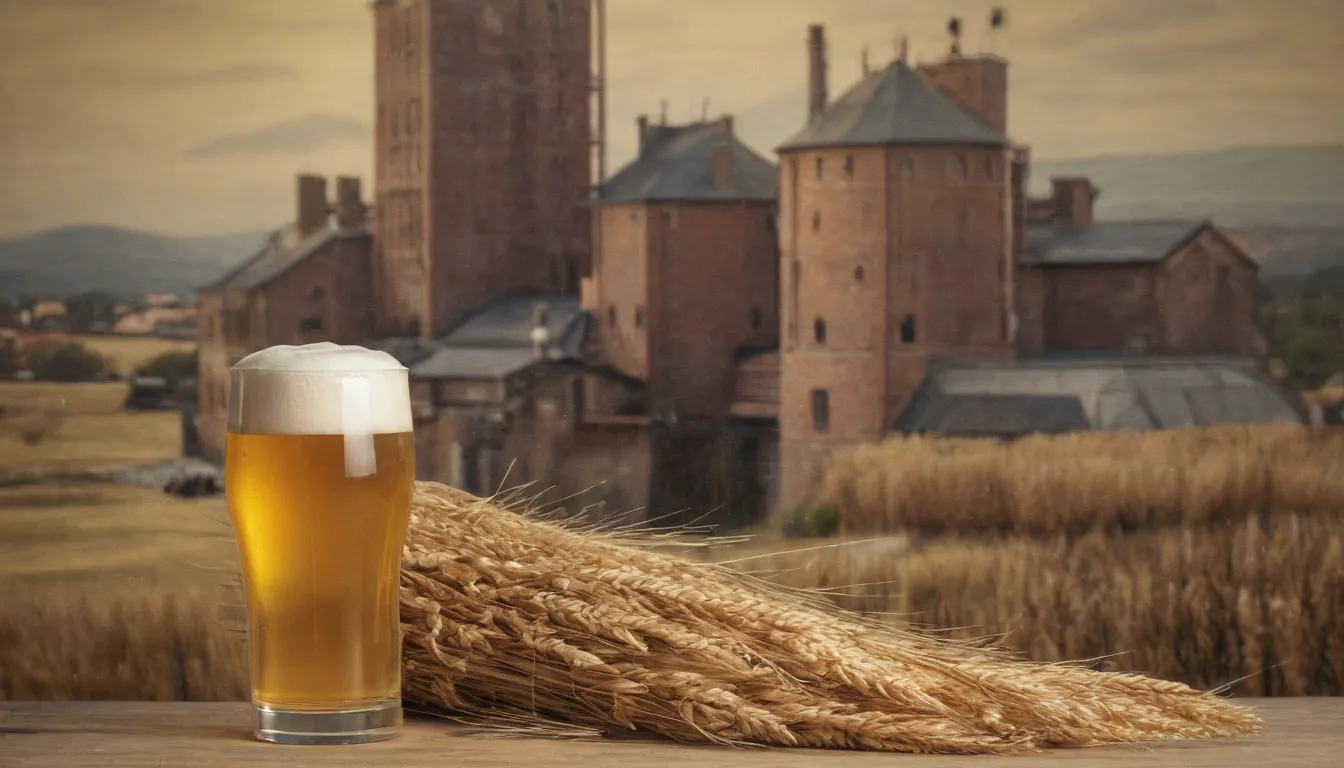 La imagen debe ser de precios de cebada y la industria cervecera. Debe mostrar una gran foto o gráfico representando la cebada, simbolizando el precio de cebada. Los artefactos digitales, gráficos, bares u otros visuales de Artgerm, David Goy Rutten, Greg Rutkowski, Frank Bolle y James Babb, representan los precios de tendencia. El fondo debe incluir edificios conceptualmente diseñados que representan la industria de la cerveza con el texto Influencia del precio de la cebada en la industria cervecera: ¡Ahorra en tu producción!