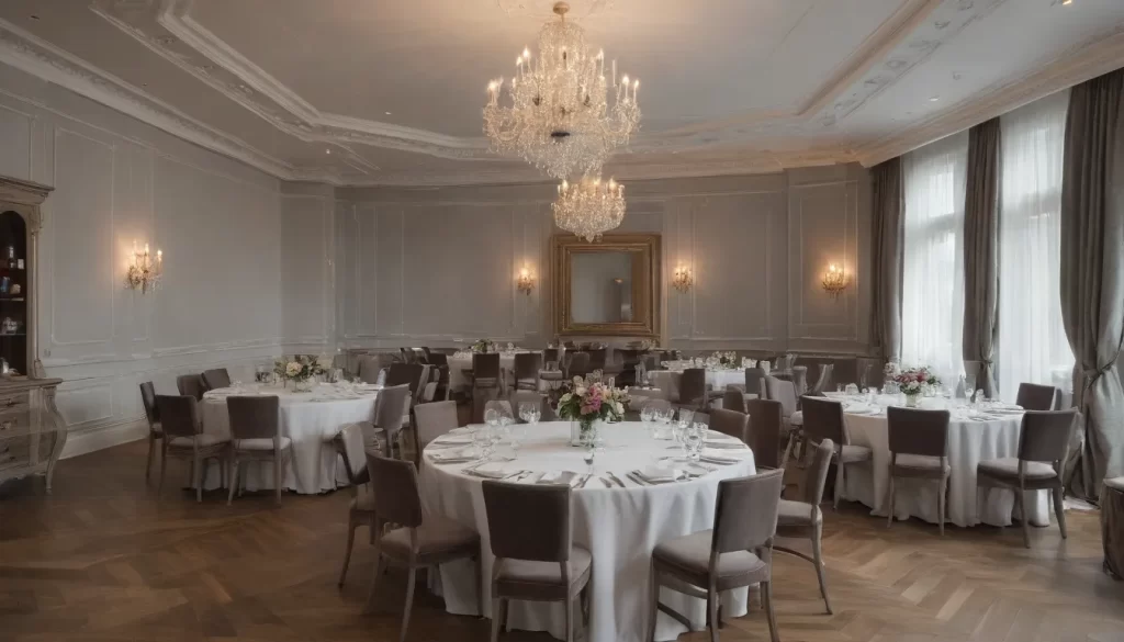 Una imagen que represente los elementos del pie de foto Descubre el tamaño ideal: ¿Cuántos metros cuadrados necesita un salón de fiestas para 100 personas? debe mostrar una habitación grande