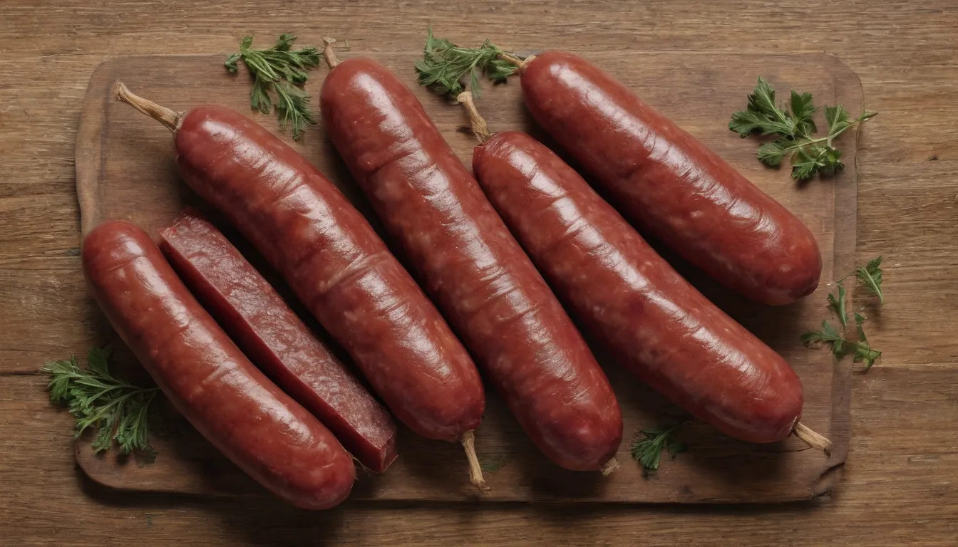 Una imagen que apoya el artículo de vanguardismo culinario, ’La suma de 100 chorizos en vanguardia cocina’ por ■strongiloDescubre la respuesta seleccionada/strong confianza, ’20 chorizos dispuestos en un fondo como diseño de fondo, por el lado, un solo chorizo’.