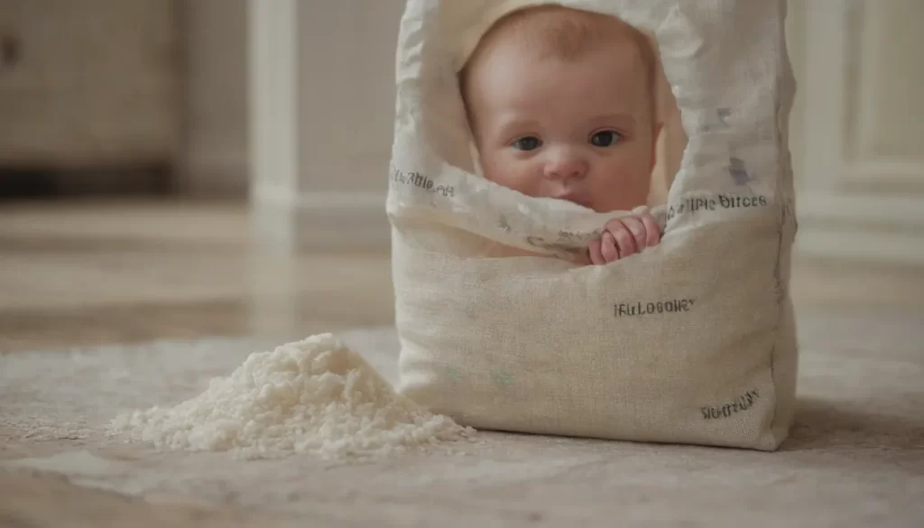 la imagen debe mostrar una llamativa bolsa o caja de harina de arroz para bebés menores de un mes